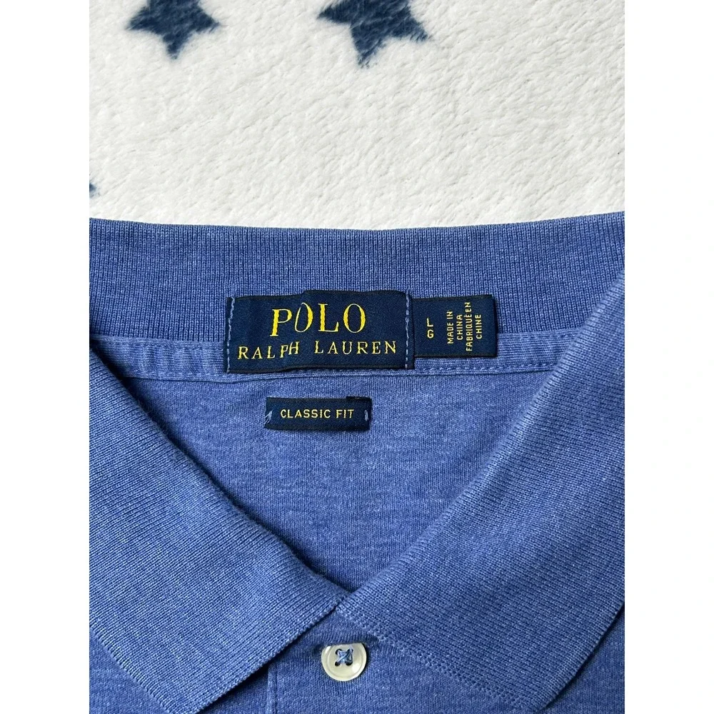 Polo Ralph Lauren Mens Large Blue Classic Fit Pony Polo Shirt Short Sleeve